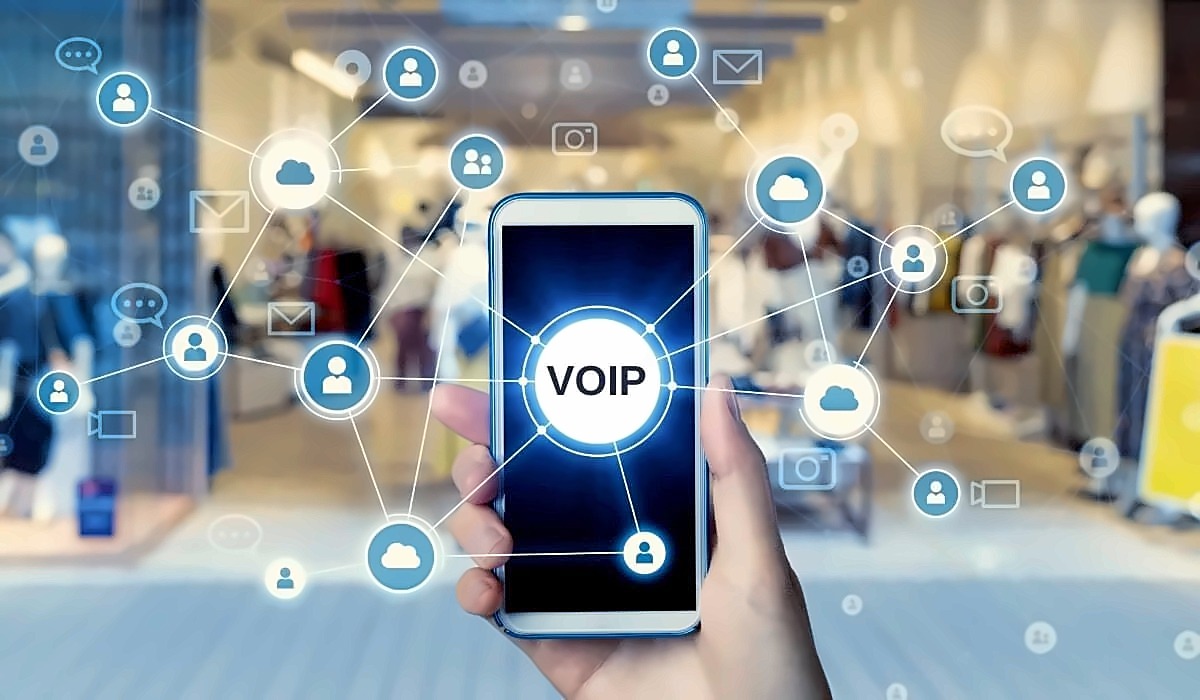 VoIP communication graphic over a smartphone