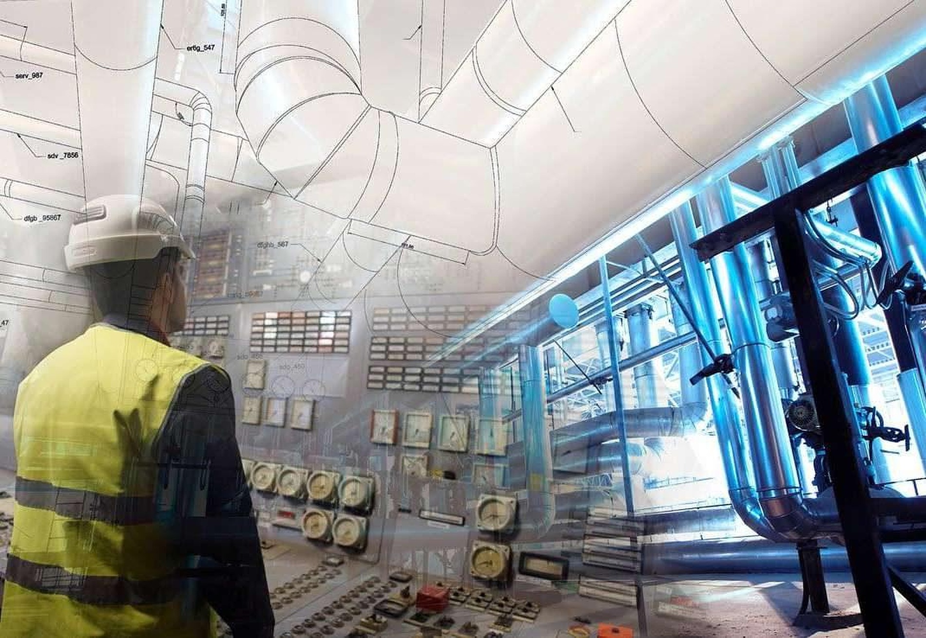 Industrial plant room and piping